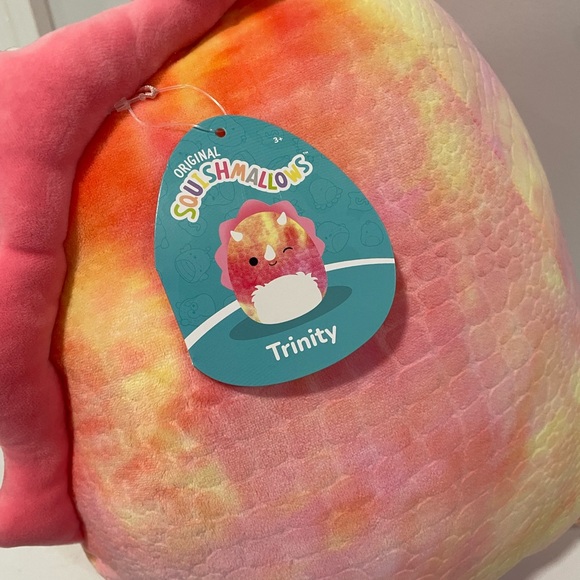 Squishmallows 16" Trinity Pink Tie-Dye Triceratops with Fuzzy Belly Large Plush - Picture 7 of 12